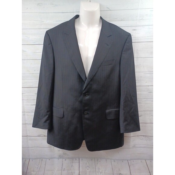 Jos A Bank Mens Sz 42R Black Pinstripe Sport Coat Blazer Jacket - Picture 1 of 8